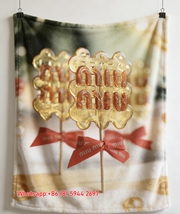 Miumiu Light Pink Soft Flannel Throw Blanket Fashion Pattern Printed IMG_0424